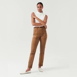 SPANX Stretch Twill Straight‎ Leg Pants Jeans Stretch Brown Rust Size S Acorn